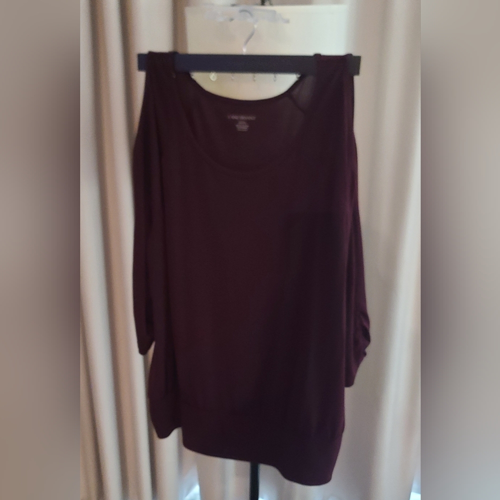 Lane Bryant Burgundy Cold Shoulder Shirt 22/24